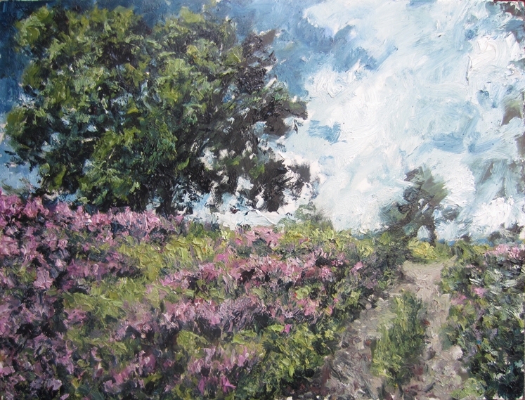 Landschap met heide Olieverf op doek 65 x 85 cm