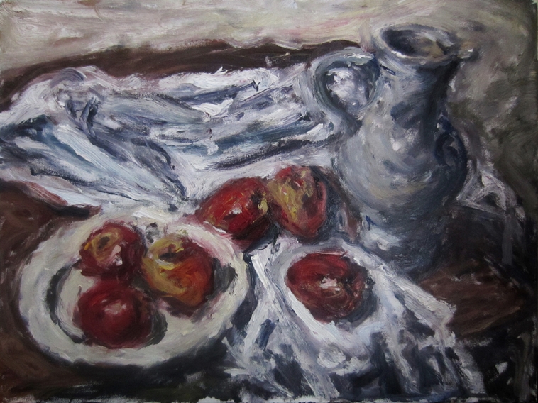 Stilleven met appels en vaas Olieverf op doek 60 x 80 cm
